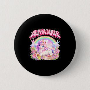 Niedliches Einhorn Regenbogen Blumen lustig für Mä Button