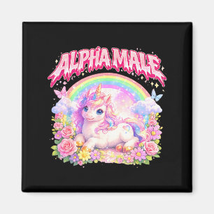 Niedliches Einhorn Regenbogen Blumen lustig für Mä Magnet