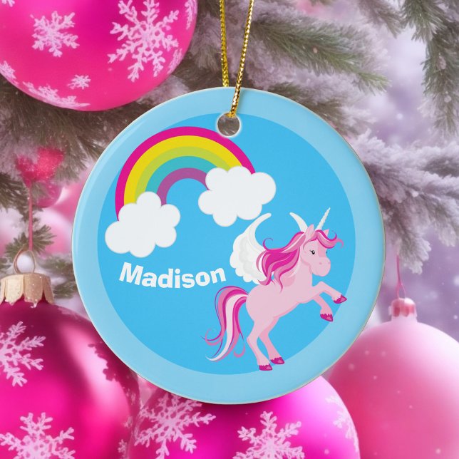 Niedliches Einhorn-Regenbogen-Custom Keramikornament (Von Creator hochgeladen)