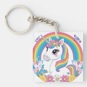 Niedliches Einhorn-Regenbogen Magisches Fantasiege Schlüsselanhänger