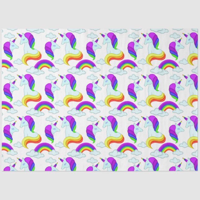Niedliches Einhorn-Regenbogen-Muster Kids-Zimmer-D Seidenpapier (Vorderseite)