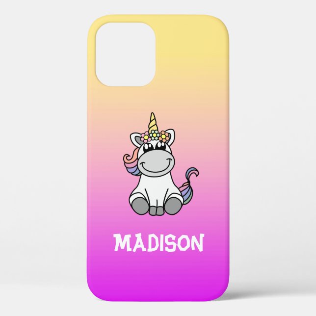 Niedliches Einhorn-Regenbogenfarben Gradient Ombre Case-Mate iPhone Hülle (Rückseite)