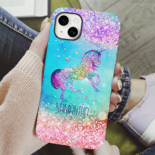 Niedliches Einhorn-Rosa Glitzer Regenbogenaqua Mon Case-Mate iPhone Hülle