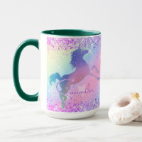 Niedliches Einhorn-Rosa Glitzer Regenbogenart Mono
