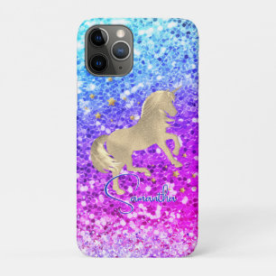 Niedliches Einhorn-Rosa Glitzer Regenbogengold Mon Case-Mate iPhone Hülle