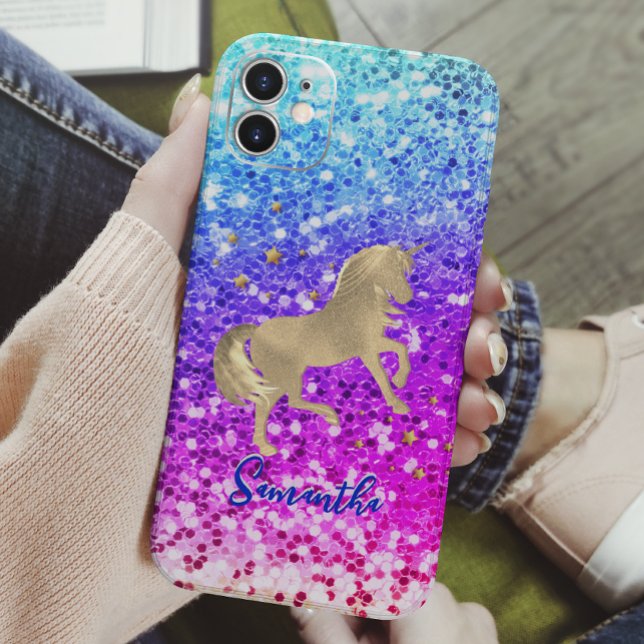 Niedliches Einhorn-Rosa Glitzer Regenbogengold Mon Case-Mate iPhone Hülle (Von Creator hochgeladen)