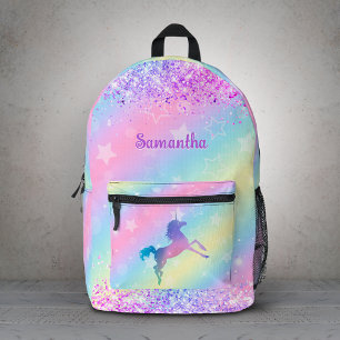 Niedliches Einhorn-Rosa Glitzer Regenbogenkunst Mo Bedruckter Rucksack