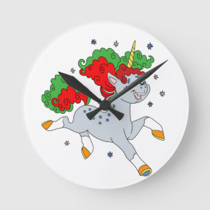 Niedliches Einhorn Runde Wanduhr