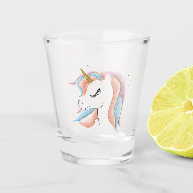 Niedliches Einhorn Schnapsglas (Vorderseite)