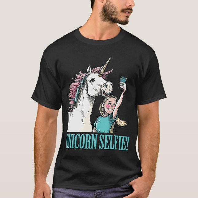 Niedliches Einhorn Selfie Magical Horned Horse Gir T-Shirt (Vorderseite)