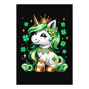 Niedliches Einhorn Shamrock St. Patrick's Day Fotodruck