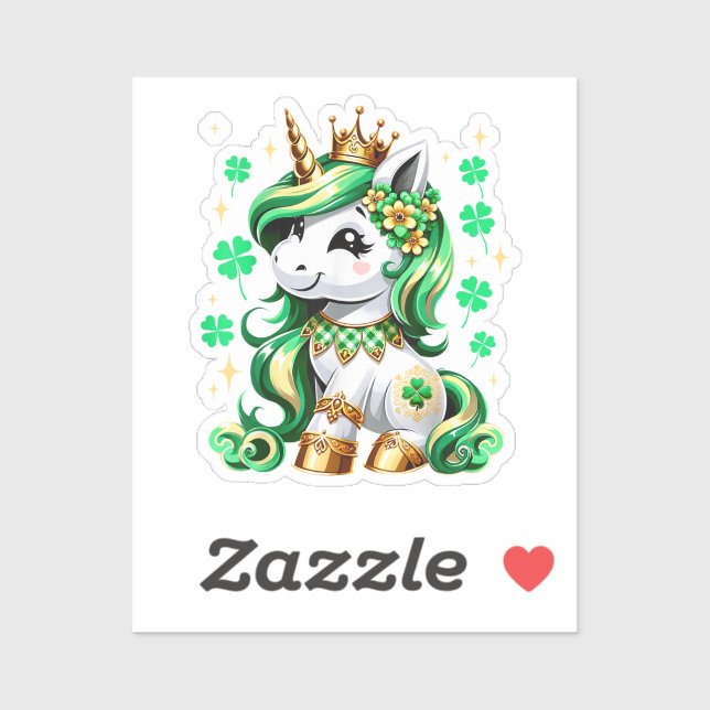 Niedliches Einhorn Shamrock St. Patrick's Tag Aufkleber (Blatt)