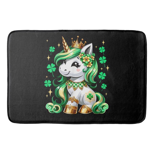 Niedliches Einhorn Shamrock St. Patrick's Tag Badematte (Vorderseite)
