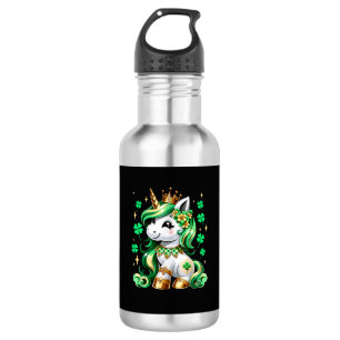 Niedliches Einhorn Shamrock St Patricks Tag Edelstahlflasche
