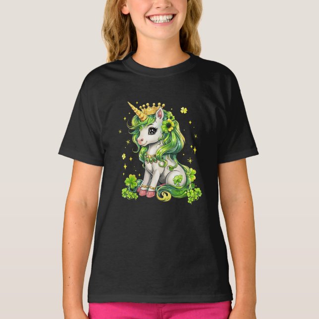Niedliches Einhorn St Patricks Day St Pattys Girls T-Shirt (Vorderseite)