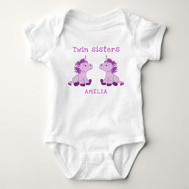 Niedliches Einhorn Twin Sisters Baby Bodysuit mit  Strampler (Vorderseite)