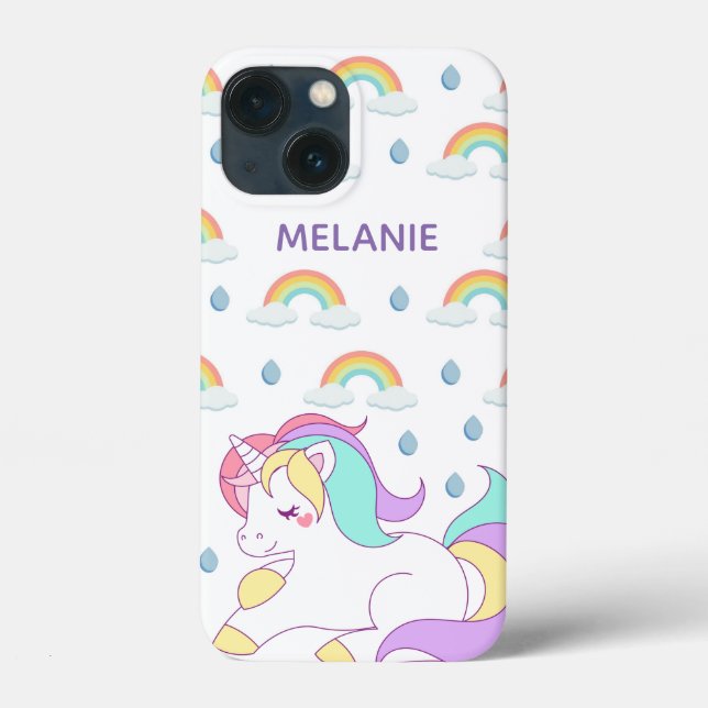 Niedliches Einhorn und Regenbogen Personalisiert  Case-Mate iPhone Hülle (Rückseite)