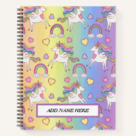 Niedliches Einhorn- und Regenbogenmuster Notizbuch