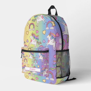 Niedliches Einhorn- und Regenbogenthema Bedruckter Rucksack