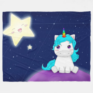 Niedliches Einhorn und Sterne Fleecedecke