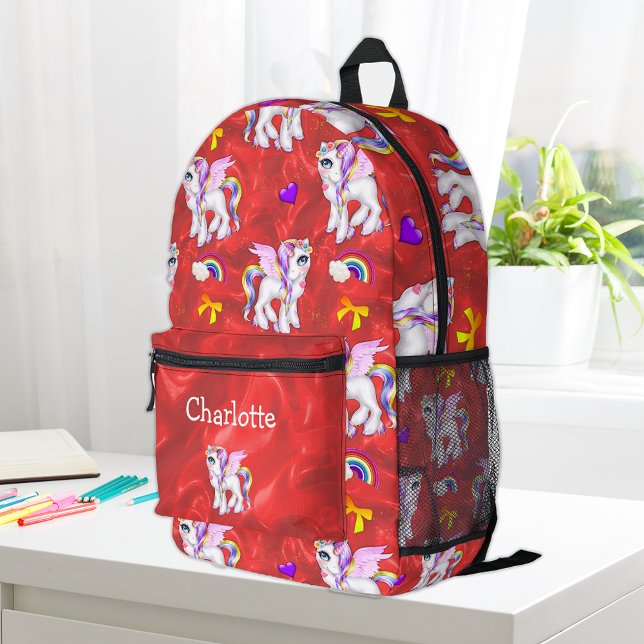 Niedliches Einhorn Verzauberte Träume Rot Bedruckter Rucksack (Von Creator hochgeladen)