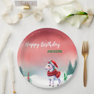 Niedliches Einhorn Weihnachten Weihnachten Geburts Pappteller