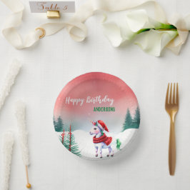 Niedliches Einhorn Weihnachten Weihnachten Geburts Pappteller