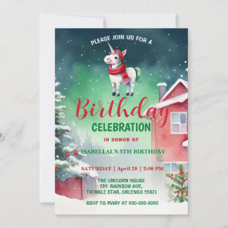 Niedliches Einhorn Weihnachten Weihnachten Geburts Save The Date