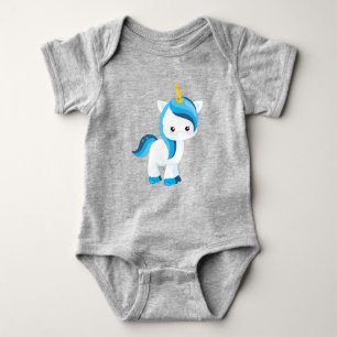 Niedliches Einhorn, Winter, Schneeflocken, Zaubere Baby Strampler