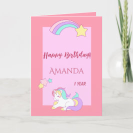 Niedliches Einhorn zum 1. Geburtstag Karte