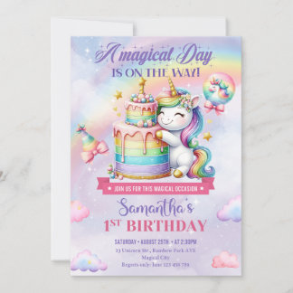 Niedliches Einhorn zum Geburtstag Einladung