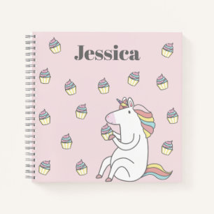 Niedliches Einhornessen Cupcake Pink Personalisier Notizbuch