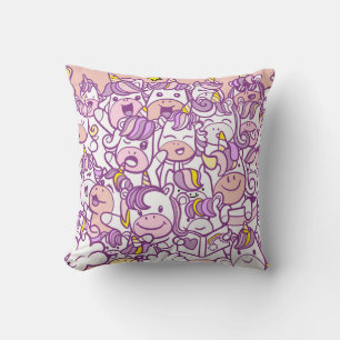 Niedliches Einhornpony: Zauberdoodle-Sammlung Kissen