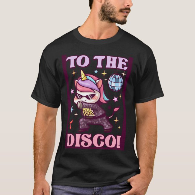 Niedliches Einhorntanzen auf der Disco-Tanzfläche T-Shirt (Vorderseite)