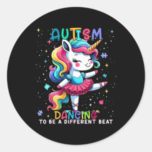 Niedliches Einhorntanzen zu einer anderen Beat Aut Runder Aufkleber