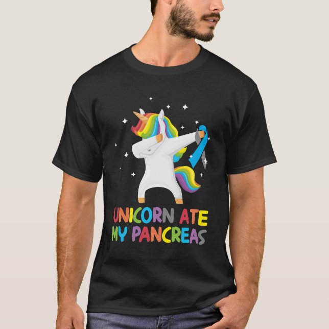 Niedliches Einicorn Pankreas Diabetisches Kind T-Shirt (Vorderseite)
