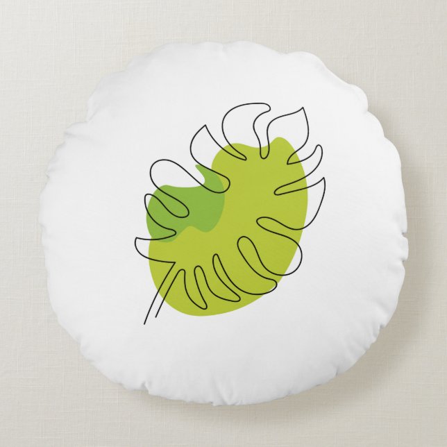 Niedliches einzeiliges, tropisches abgeschiedenes  rundes kissen (Vorderseite)