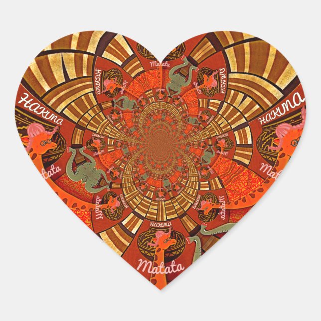 Niedliches einzigartiges Giraffe Animal Hakuna Mat Herz-Aufkleber (Vorderseite)