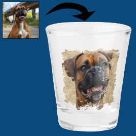 Niedliches, einzigartiges Gold Black Boxer Dog Vat Schnapsglas