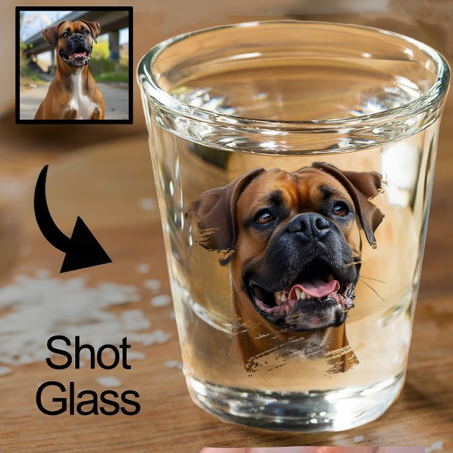 Niedliches, einzigartiges Gold Black Boxer Dog Vat Schnapsglas (Von Creator hochgeladen)