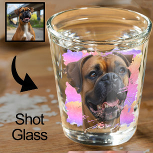 Niedliches, einzigartiges Rainbow Color Boxer Dog Schnapsglas