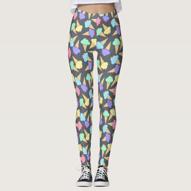 Niedliches Eis Creme Cones Muster Leggings (Vorderseite)