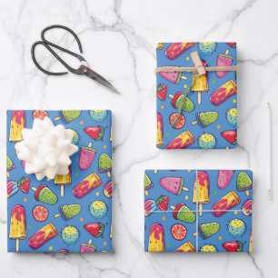 Niedliches Eis Party-Muster Wrapping Paper Sheets Geschenkpapier Set
