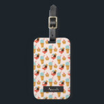 Niedliches Eiscreme-Gekritzel-Muster | addieren Gepäckanhänger<br><div class="desc">Dieses ist ein Zeichnen von drei verschiedenen Arten Eiscreme gemacht in ein Muster. Es gibt einen Rahmen,  in dem Sie einen Namen drucken lassen können.</div>