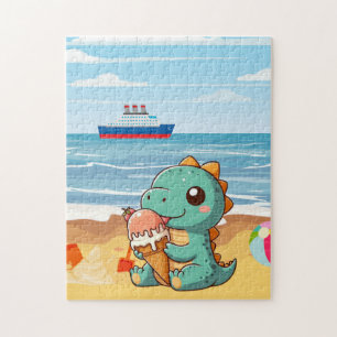 Niedliches Eisessen am Strand Puzzle