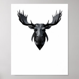 Niedliches Elchhorn 3d - Welt-Aufkleber für Tiere1 Poster
