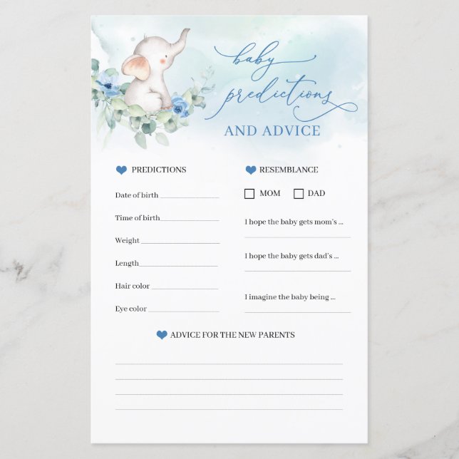 Niedliches Elefant Baby Predictions and Advice gam (Vorderseite)