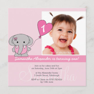 Niedliches Elefant-Foto-zuerst 1. Einladung