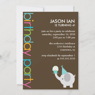 Niedliches Elefant Kindergeburtstag Party Einladung