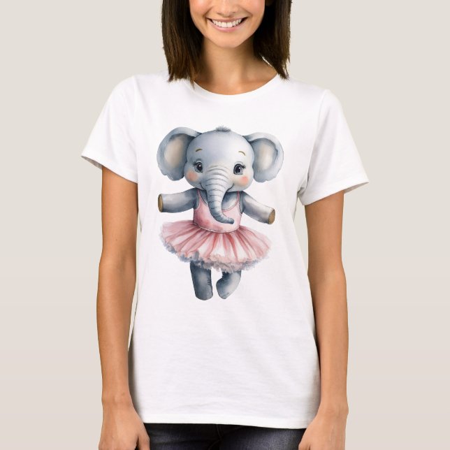 Niedliches Elefantenballerina tanzendes Ballett T-Shirt (Vorderseite)